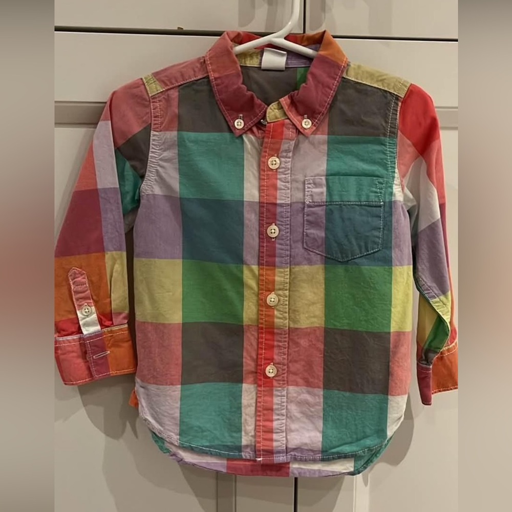 4/$20 - BABY GAP 2T Colourful Plaid Button Down